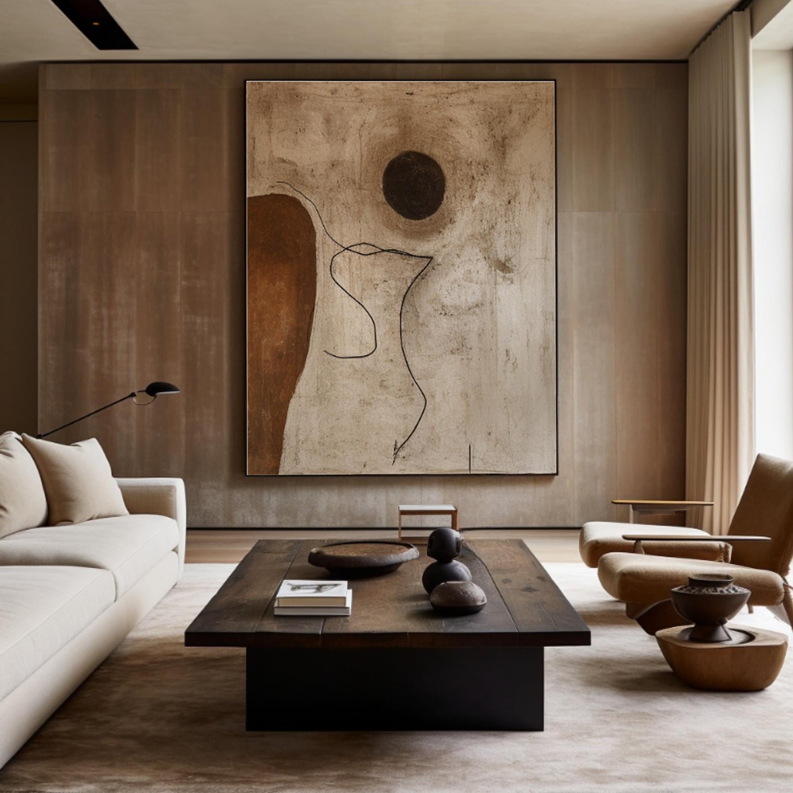 Brown Wabi Sabi Digital Wall Painting