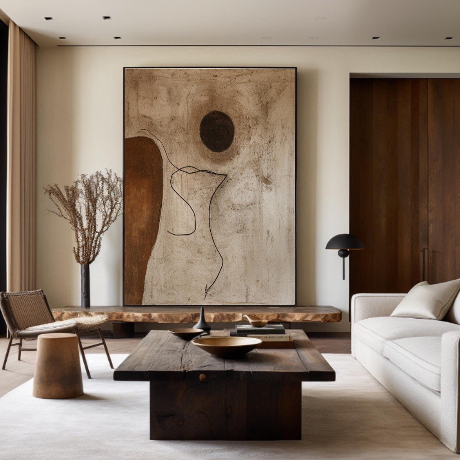 Brown Wabi Sabi Digital Wall Painting