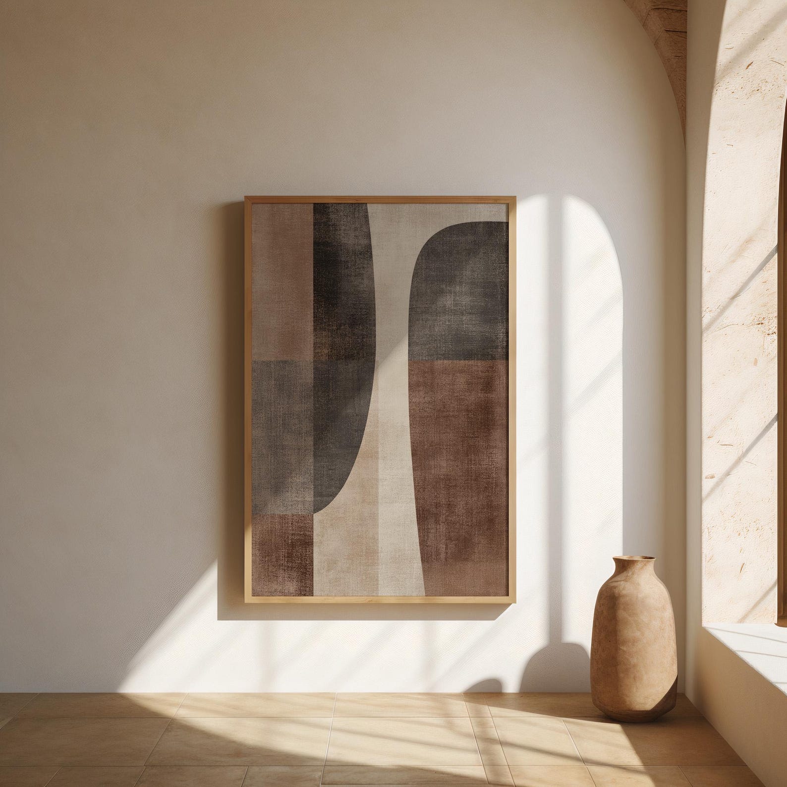Earthen Calm Digital Wall Painting