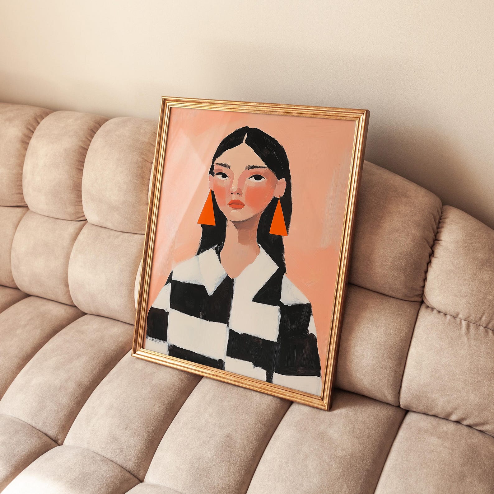 Orange Girl Abstract Digital Wall Painting