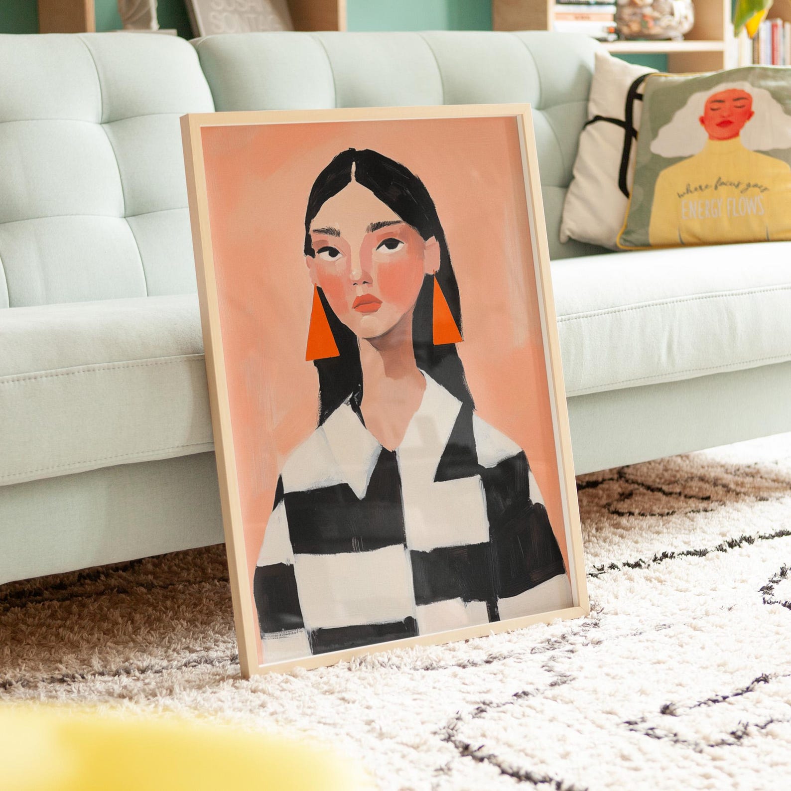Orange Girl Abstract Digital Wall Painting