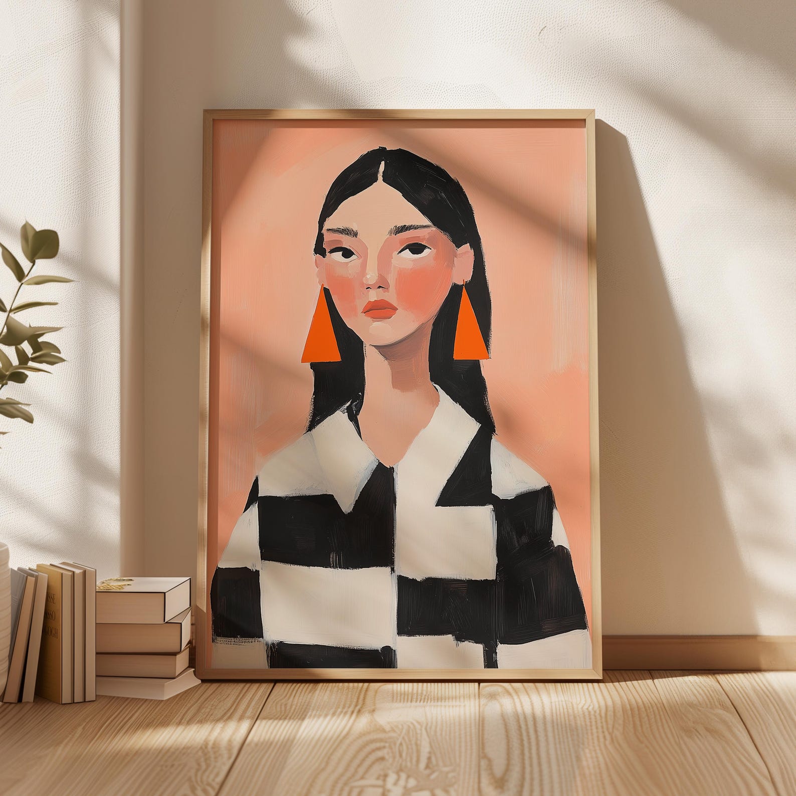 Orange Girl Abstract Digital Wall Painting