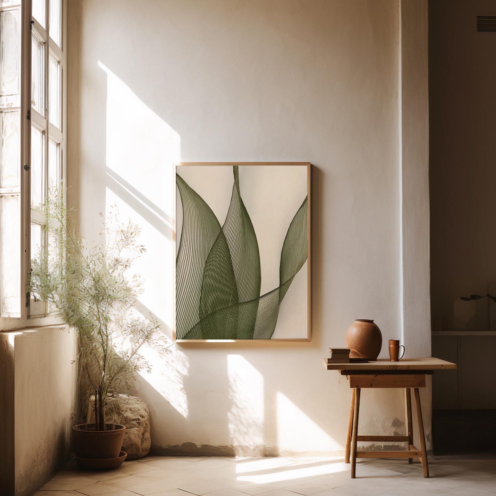 Green Harmony Handmade & Digital Wall Painting