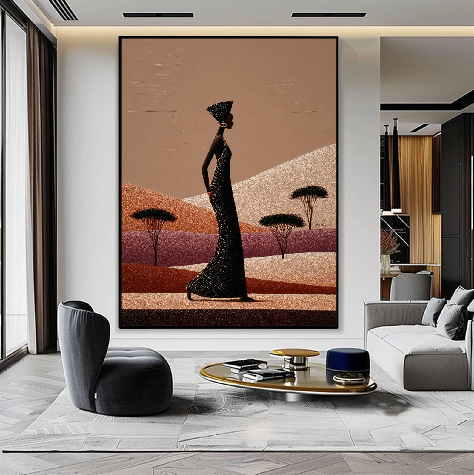 African Ethnic Digital Wall Painting