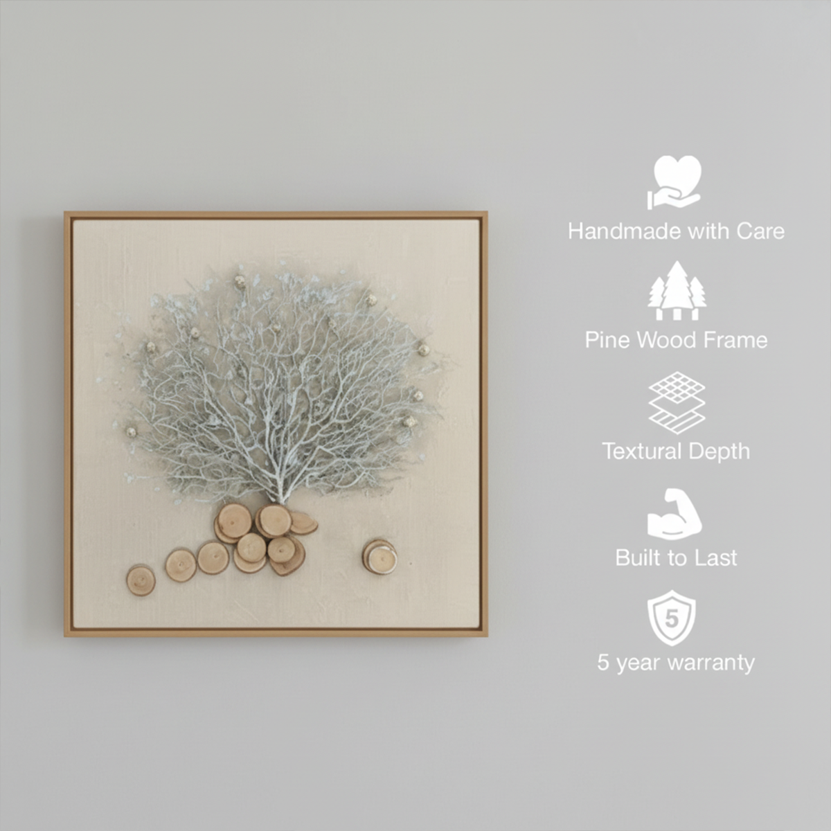 Ethereal Winter Tree Handmade 3D Textured Wall Painting