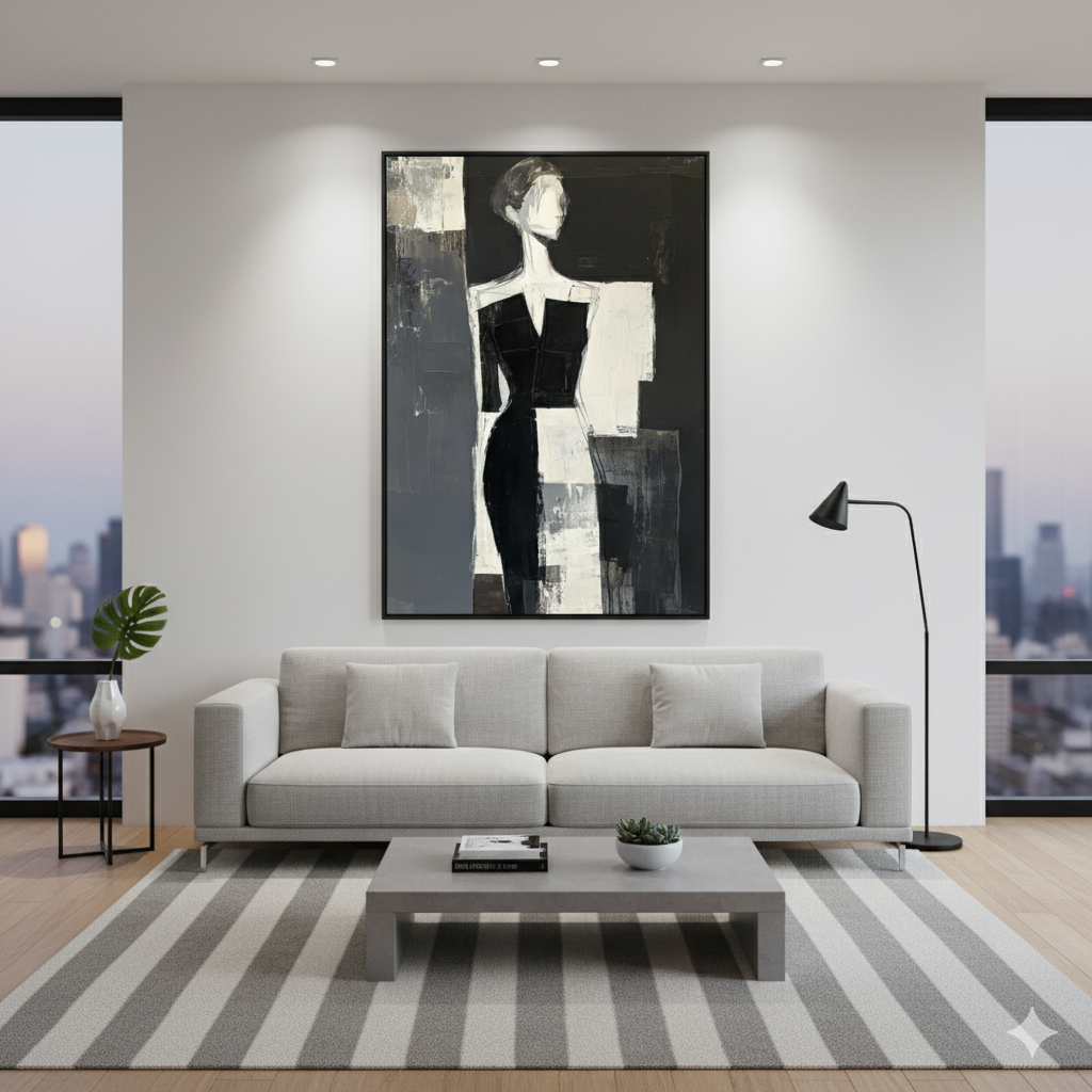 Abstract Muse Silhouette - Handmade Wall Painting