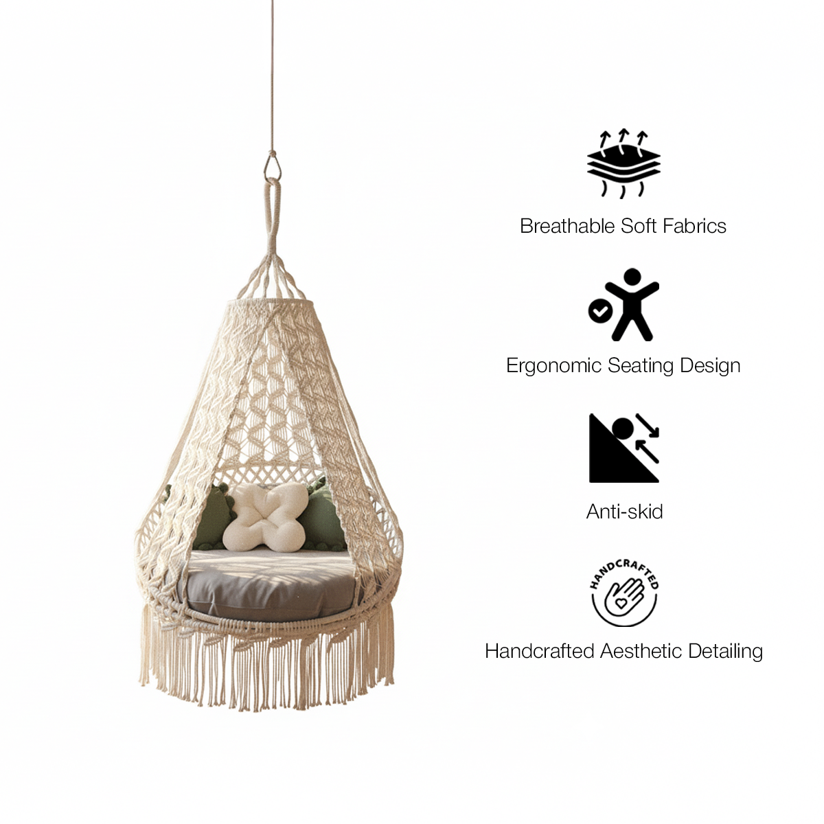 Boho Trance Macrame Swing Chair